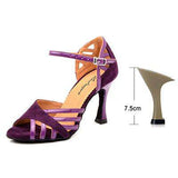 mohamed-imourig - Ladingwu Latin Dance Shoes Women Suede And PU New Purple Salsa Party Ballroom Dance Shoes Cuba Heel 9cm ladies sneaker Dance - mohamed imourig - 