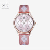 mohamed-imourig - Shengke Women Watch Plaid Leather Girl Wristwatch Lady Clock Brand Wristwatches Clock Montres Femme Reloj Mujer - mohamed imourig - 