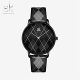 mohamed-imourig - Shengke Women Watch Plaid Leather Girl Wristwatch Lady Clock Brand Wristwatches Clock Montres Femme Reloj Mujer - mohamed imourig - 