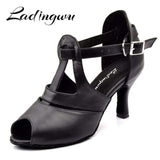 mohamed-imourig - Ladingwu Black Genuine Leather Dance Shoes Woman Latin Comfortable Soft Bottom Salsa Dance Shoes Profession Ballroom Dance Shoes - mohamed imourig - 
