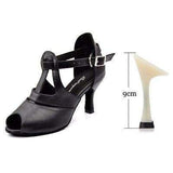 mohamed-imourig - Ladingwu Black Genuine Leather Dance Shoes Woman Latin Comfortable Soft Bottom Salsa Dance Shoes Profession Ballroom Dance Shoes - mohamed imourig - 