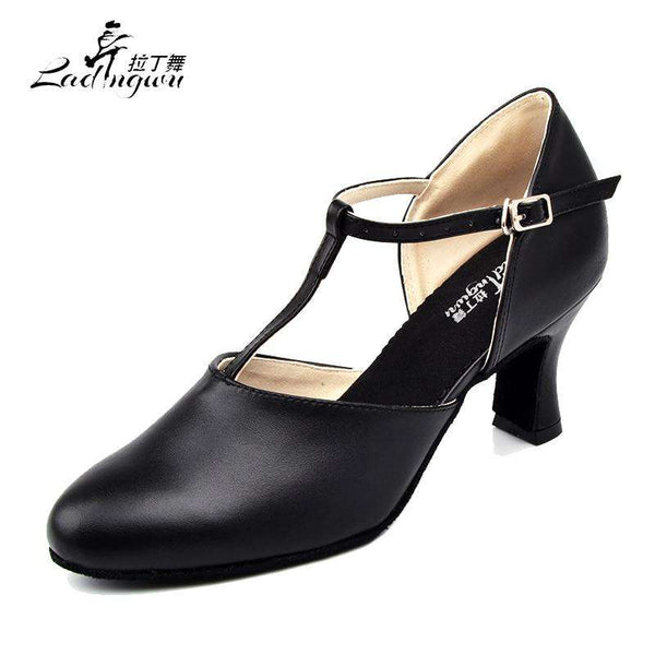 mohamed-imourig - Ladingwu Hot Selling Women's Genuine Leather Shoes Ballroom Dance Competition Shoes Black Latin Dance Shoes Heel 6/7/7.5/8.3cm - mohamed imourig - 