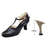 mohamed-imourig - Ladingwu Hot Selling Women's Genuine Leather Shoes Ballroom Dance Competition Shoes Black Latin Dance Shoes Heel 6/7/7.5/8.3cm - mohamed imourig - 