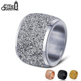 mohamed-imourig - Effie Queen Silver/Rose Gold Color Stainless Steel Rings 16mm Frosting Surface Big Wedding Band Party Ring for Women IR73 - mohamed imourig - 