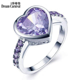 DreamCarnival 1989 Purple Lover Heart Zircon Rings for Women Party Ringen Anel Anniversary Gift Wholesales Amazing Price WA11316