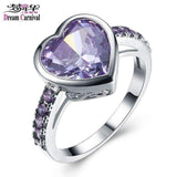 DreamCarnival 1989 Purple Lover Heart Zircon Rings for Women Party Ringen Anel Anniversary Gift Wholesales Amazing Price WA11316