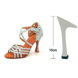 mohamed-imourig - Ladingwu Rhinestone Latin Salsa Performance Dance Shoes Dancing Shoes Ballroom Dance Shoes Women Light Blue Glitter Cloth Dance - mohamed imourig - 