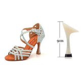 mohamed-imourig - Ladingwu Rhinestone Latin Salsa Performance Dance Shoes Dancing Shoes Ballroom Dance Shoes Women Light Blue Glitter Cloth Dance - mohamed imourig - 