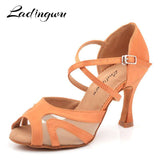mohamed-imourig - Ladingwu Factory Direct Sales Dance shoes Latin Women Satin and Net Salsa Shoes Dancing Woman Brown Dance Sandals Ultra Low Pric - mohamed imourig - 