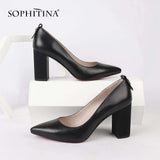 mohamed-imourig - SOPHITINA Comfortable Square Heel Pumps High Quality Sheepskin Pointed Toe Slip-on New Shoes Fashion Shallow Women's Pumps SC159 - mohamed imourig - 