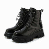mohamed-imourig - QUTAA 2020 PU Leather Round Toe Fashion Platform Women Shoes Square Heel Lace Up Autumn Winter Casual Ankle Boots Big Size 34-43 - mohamed imourig - 