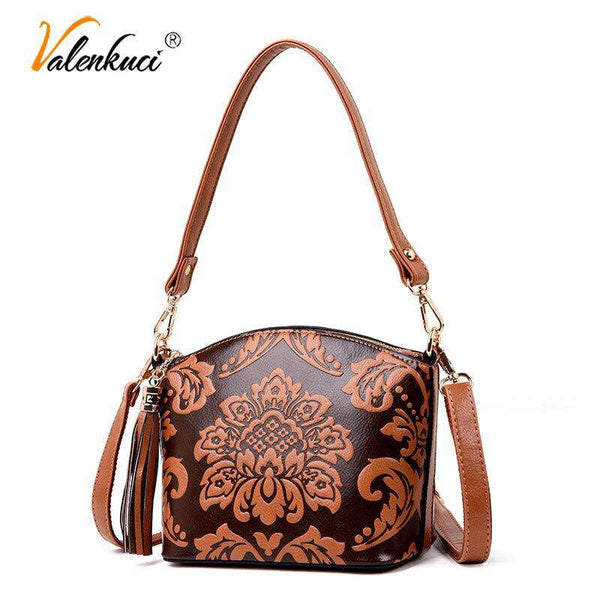 mohamed-imourig - Valenkuci Chinese Style Leather Bag National Flowers Tassel Crossbody Bags Designer Shoulder Messenger Bags for Women Bag 2018 - mohamed imourig - 