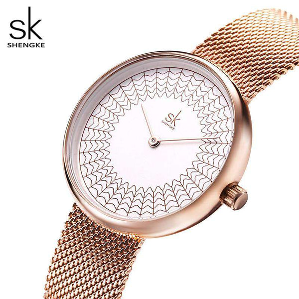mohamed-imourig - Luxury Lady Casual Watch Rose Gold Women Quartz Wirstwatches SHENGKE Brand Waterproof Elegant Business Fashion Female Clock - mohamed imourig - 