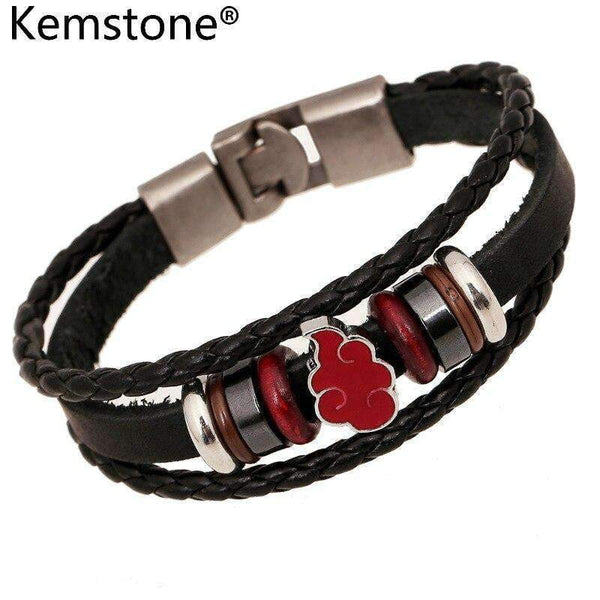 mohamed-imourig - Kemstone Alloy Genuine Leather Black Fold Over Clasp/Double Safety Clasps Men Charm Wrap Bracelet Fashion Jewelry Gift - mohamed imourig - 