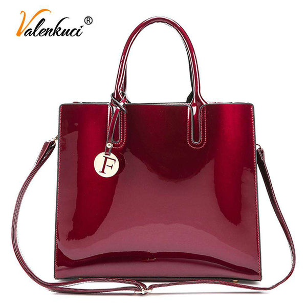 mohamed-imourig - Valenkuci Brand Glossy Tote Women Bags High Quality Women's PU Leather Handbags Shoulder Crossbody Bag Messenger Bags SD-736 - mohamed imourig - 