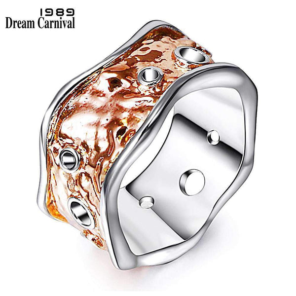 mohamed-imourig - DreamCarnival 1989 Unique Band Ring for Women Rose Gold Color Wavy Wedding Party Jewelry Bague Femmes Anillos Wholesales WA11258 - mohamed imourig - 