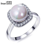 DreamCarnival 1989 Elegant Wedding Zircon Jewelry Drop Shipping Created White Pearl Rings for Women Anel Mujeres Anillos WA11063