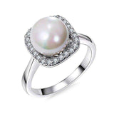 DreamCarnival 1989 Elegant Wedding Zircon Jewelry Drop Shipping Created White Pearl Rings for Women Anel Mujeres Anillos WA11063