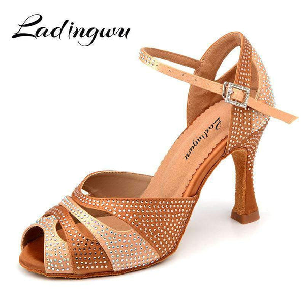 mohamed-imourig - Ladingwu 2018 New Glitter Rhinestone Latin Dance Shoes Women Satin Salsa Dancing Shoes For Woman Tango Ballroom Shoes For Dacne - mohamed imourig - 