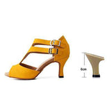 mohamed-imourig - Ladingwu Red/Yellow Flannel Soft Bottom Latin Dance Shoes Tango Samba Salsa Dance Shoes Lady Heels 6cm/8.3cm Numbering Y-107 - mohamed imourig - 