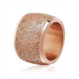 mohamed-imourig - Effie Queen Silver/Rose Gold Color Stainless Steel Rings 16mm Frosting Surface Big Wedding Band Party Ring for Women IR73 - mohamed imourig - 