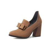 mohamed-imourig - QUTAA 2018 Women Pumps Pointed Toe Flock Butterfly-knot Slip Onsquare High Heel Casual Westrn Style Ladies Pumps Size 34-43 - mohamed imourig - 