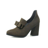 mohamed-imourig - QUTAA 2018 Women Pumps Pointed Toe Flock Butterfly-knot Slip Onsquare High Heel Casual Westrn Style Ladies Pumps Size 34-43 - mohamed imourig - 