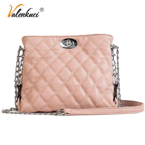 mohamed-imourig - Valenkuci Shoulder Bags for Women 2018 Fashion Leather Messenger Bag Chain Lattice Crossbody Women's Bag bolsa feminina clutch - mohamed imourig - 