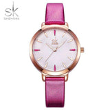 mohamed-imourig - Shengke New Blue Leather Strap Women Colorful Watches Quartz Ladies Watch Simple Casual Dial Cheap Price Light Relogio Feminino - mohamed imourig - 