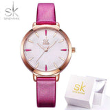 mohamed-imourig - Shengke New Blue Leather Strap Women Colorful Watches Quartz Ladies Watch Simple Casual Dial Cheap Price Light Relogio Feminino - mohamed imourig - 