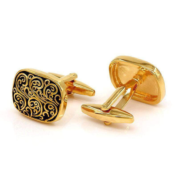 mohamed-imourig - Kemstone Vintage Striped Engravable Gold Sliver Color Cross Cufflinks Men Cuff Links Cartoon Design Luxury Unique Mens Gifts - mohamed imourig - 