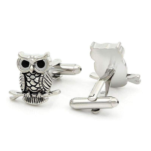 mohamed-imourig - Kemstone Mens Metal Owl Bird Animal Artwork Jewelry Silver Plated Cuff Links Cufflinks - mohamed imourig - 