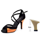 mohamed-imourig - Ladingwu Salsa Dance Shoes For Women Black Flannel and Orange PU Latin Dance Shoes Women's Ballroom Dance Sandals Heel 10cm - mohamed imourig - 