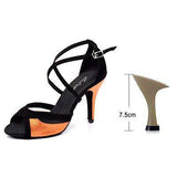 mohamed-imourig - Ladingwu Salsa Dance Shoes For Women Black Flannel and Orange PU Latin Dance Shoes Women's Ballroom Dance Sandals Heel 10cm - mohamed imourig - 
