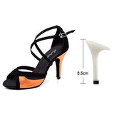 mohamed-imourig - Ladingwu Salsa Dance Shoes For Women Black Flannel and Orange PU Latin Dance Shoes Women's Ballroom Dance Sandals Heel 10cm - mohamed imourig - 