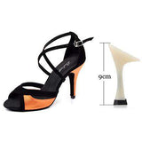 mohamed-imourig - Ladingwu Salsa Dance Shoes For Women Black Flannel and Orange PU Latin Dance Shoes Women's Ballroom Dance Sandals Heel 10cm - mohamed imourig - 