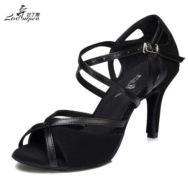 mohamed-imourig - Ladingwu Hot Selling Flannel and PU Women High Heel Red/Black Shoes For Women Soft Bottom Latin Salsa Ballroom Dance Shoes - mohamed imourig - 