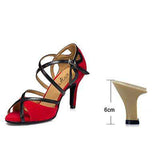 mohamed-imourig - Ladingwu Hot Selling Flannel and PU Women High Heel Red/Black Shoes For Women Soft Bottom Latin Salsa Ballroom Dance Shoes - mohamed imourig - 