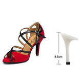 mohamed-imourig - Ladingwu Hot Selling Flannel and PU Women High Heel Red/Black Shoes For Women Soft Bottom Latin Salsa Ballroom Dance Shoes - mohamed imourig - 