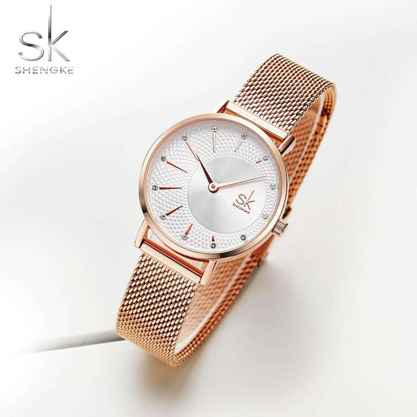 mohamed-imourig - Shengke Quartz Watch Women Mesh Stainless Steel Watchband Casual Wristwatch Japan Movement Bayan Kol Saati Reloj Mujer 2019 - mohamed imourig - 