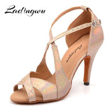 mohamed-imourig - Ladingwu New Brand Dance Shoes Woman Latin Unique Snake texture PU Salsa Dance Shoes 10cm Heels Tango Professional perform Shoes - mohamed imourig - 
