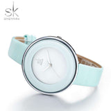 mohamed-imourig - SHENGKE New Skyblue Leather Strap Buckle Women Watches 38 MM Big Top Brand Simple Dial Quartz Luxury Ladies Watch Reloj Mujer - mohamed imourig - 
