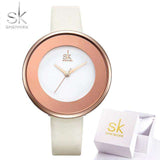 mohamed-imourig - SHENGKE New Skyblue Leather Strap Buckle Women Watches 38 MM Big Top Brand Simple Dial Quartz Luxury Ladies Watch Reloj Mujer - mohamed imourig - 