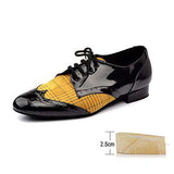 mohamed-imourig - Ladingwu Men  Low-heeled Dance Shoes Latin Dance Shoes Men Salsa Tango Ballroom Dance Shoes PU and Flannel Yellow Blue Lattice - mohamed imourig - 