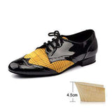 mohamed-imourig - Ladingwu Men  Low-heeled Dance Shoes Latin Dance Shoes Men Salsa Tango Ballroom Dance Shoes PU and Flannel Yellow Blue Lattice - mohamed imourig - 