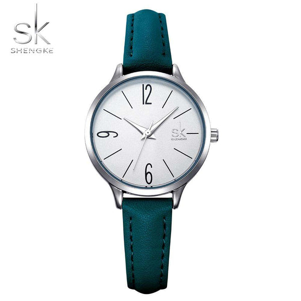 mohamed-imourig - Shengke Fashion Watch Women Casual Leather Quartz Watch Round Wrist Watch Women Blue Band Watch Relogio Feminino Reloj Mujer - mohamed imourig - 