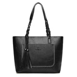 mohamed-imourig - Valenkuci Famous Brand Large Capacity Top Handle Tote Women Shoulder Bag Tassel Plaited Luxury Handbags Women Bags Designer - mohamed imourig - 