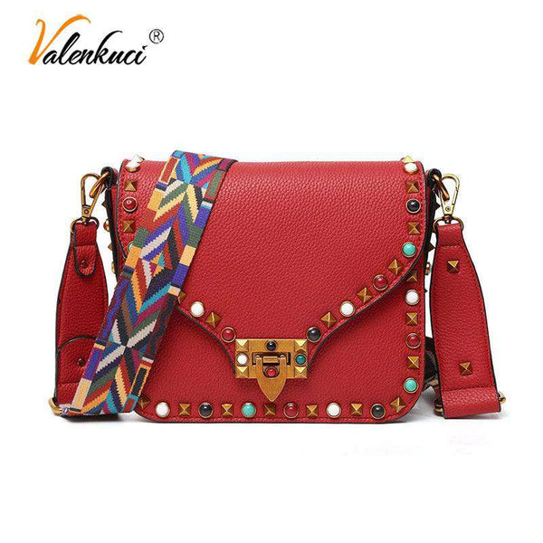 mohamed-imourig - Valenkuci Colorful Ribbon Rivet Crossbody Bags for Women Famous Designer Small Women Messenger Shoulder Bags Girls Ladies Gift - mohamed imourig - 