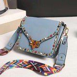 mohamed-imourig - Valenkuci Colorful Ribbon Rivet Crossbody Bags for Women Famous Designer Small Women Messenger Shoulder Bags Girls Ladies Gift - mohamed imourig - 