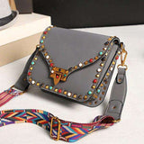 mohamed-imourig - Valenkuci Colorful Ribbon Rivet Crossbody Bags for Women Famous Designer Small Women Messenger Shoulder Bags Girls Ladies Gift - mohamed imourig - 